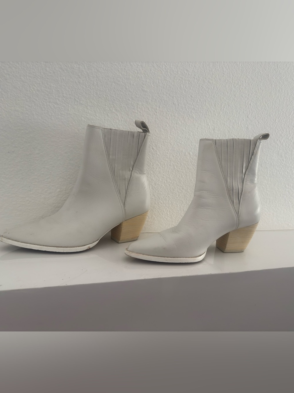 Matisse White Western Ankle Boots with Block Heel